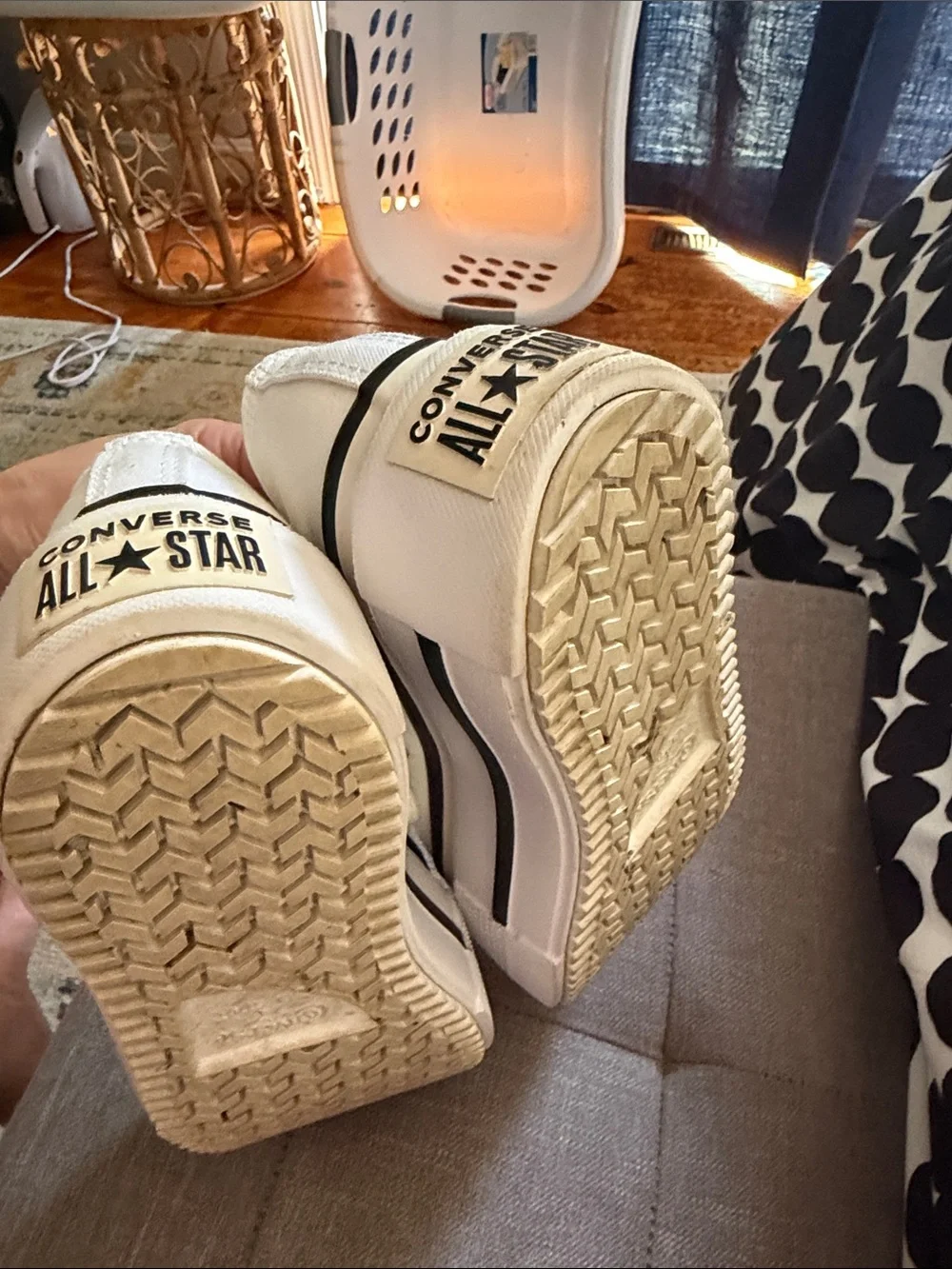 Converse White platform Canvas Sneakers with Black Trim - Picture 4 of 5